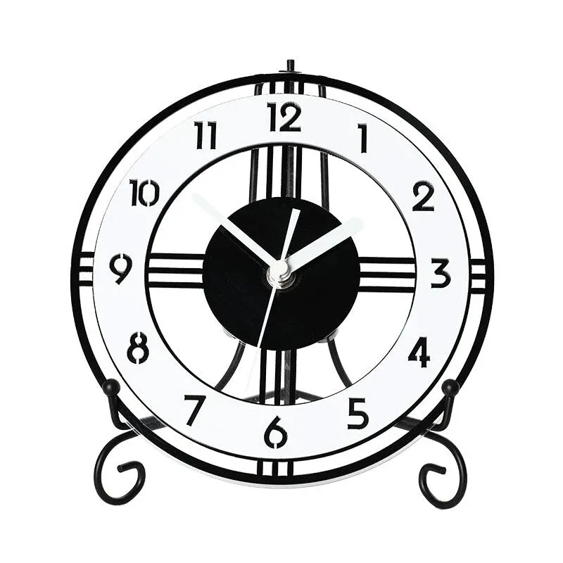 Moderne runde Tischuhr aus Metall
