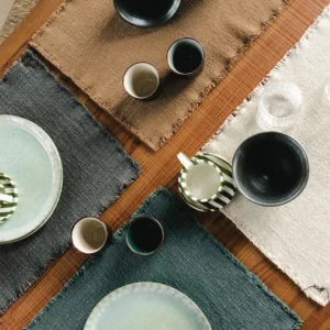 Handloom Placemats Duck green (Set of 2)