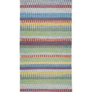 Huvila recycled cotton rag rug blue