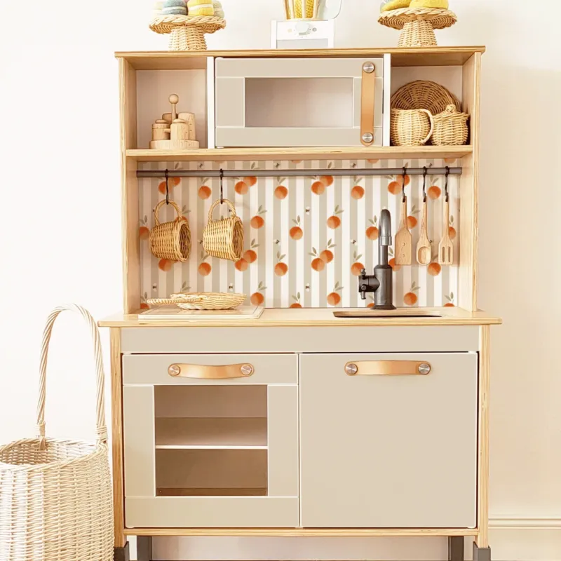 Klebefolie für IKEA DUKTIG Kinderküche - Orangen mit Streifen