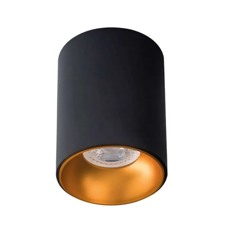 Deckenspot GU10 Ø 8,5cm Riti Schwarz, Goldfarben – moderne Aufbaudeckenleuchte mit edler Lackoberfläche
