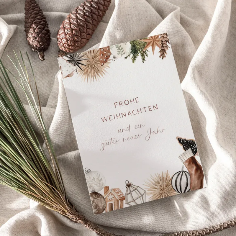 Weihnachtskarte auf Strukturpapier Frohe Weihnachten A6