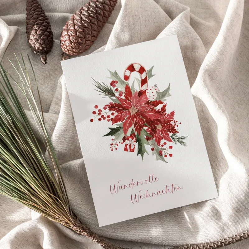 Weihnachtskarte auf Strukturpapier Weihnachtsstern A6