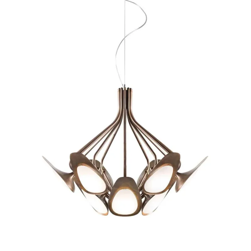 Kundalini LED Designleuchte Peacock mit 12 Armen Ø 80cm, eleganter Kronleuchter mit graphischem Design.