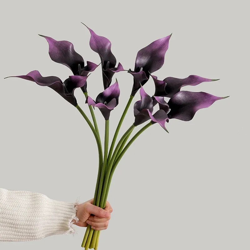 10 Stück 60 cm Künstliche EVA-Doppeltgelappte Calla mit natürlichem Handgefühl