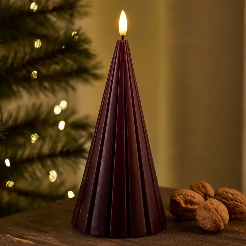 LED-Kerze Tannenbaum Laura - dunkelrot