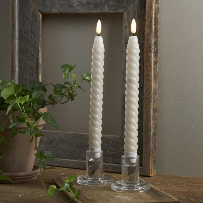 LED Stabkerze gedreht twisted in beige von mkono