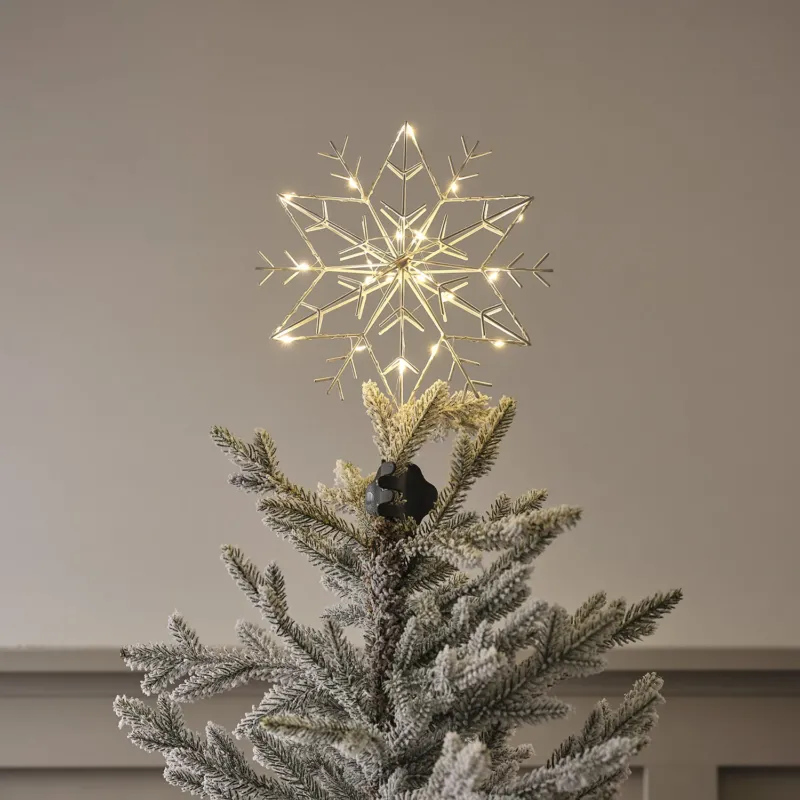 LED Metall Schneeflocke Weihnachtsbaumspitze weiß