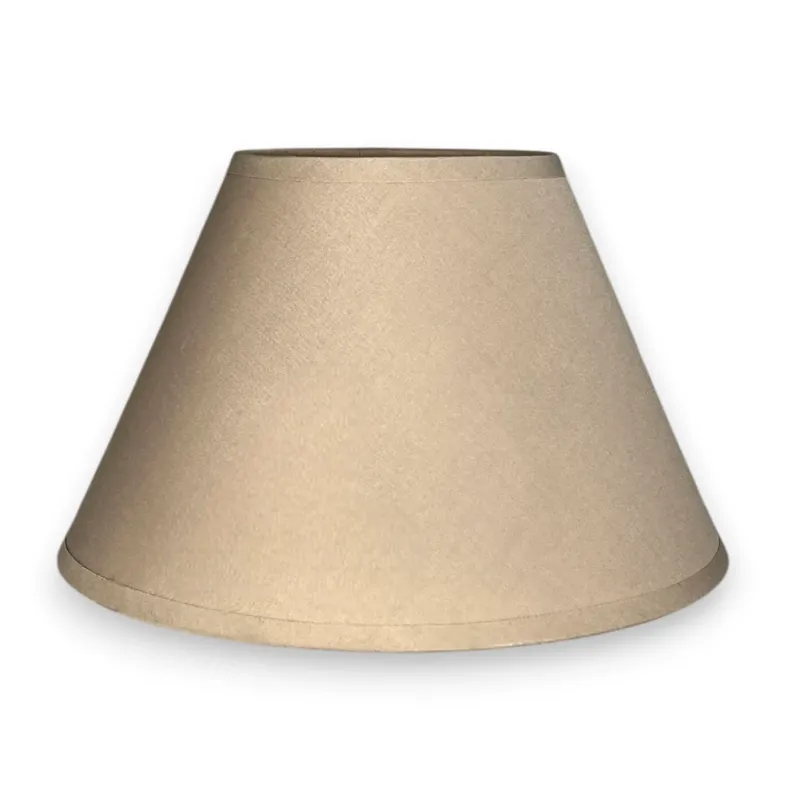 Konischer Lampenschirm in Creme Beige aus Baumwollstoff mit E27-Aufnahme-Front