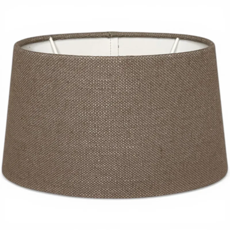Ovaler Lampenschirm in Lever Taupe aus Stoff, Frontansicht