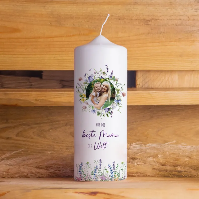 Personalisierte Fotokerze Lavendel