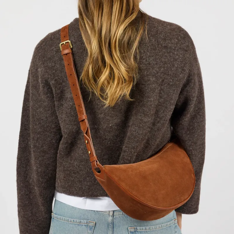 Leo Tasche - Suede Leder Cognac Crossbody Strap