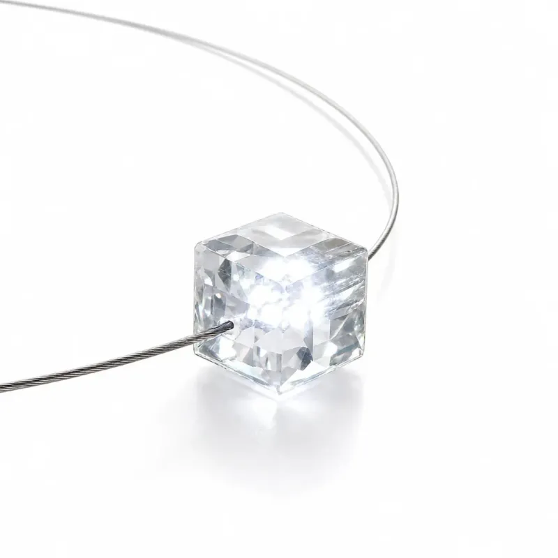 Die leuchtende halskette LED Kristall Cube (geschliffen) Weiß mit Swarovski® Elements von Firejewel vereint Eleganz