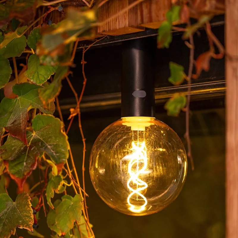 Edy LED Akku-Pendellampe Outdoor IP54 Schwarz, tragbare Vintage-Akku-Hängelampe mit warmweißem Licht