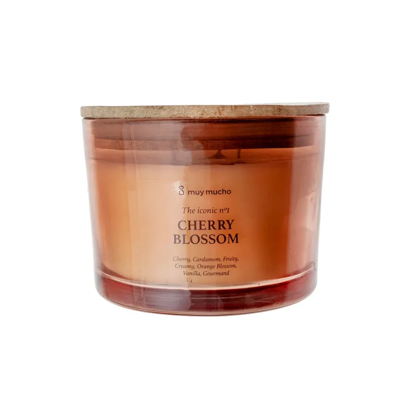 Vela Perfumada Cherry Blossom · Aroma Floral Relajante · 3 mechas de 320 g