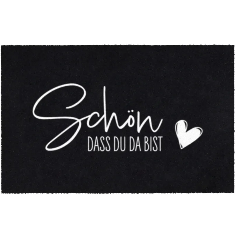 Fußmatte schwarz Schriftzug Schön das du da bist