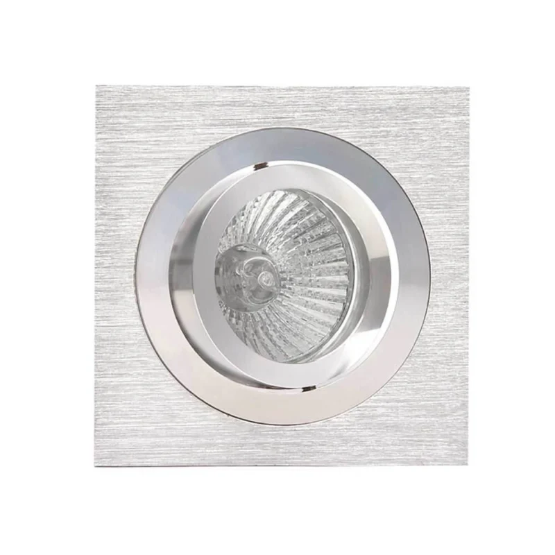 Basico Gu10 Einbaustrahler Eckig in silberner Metallausführung mit hochwertigem Leuchtmittel.