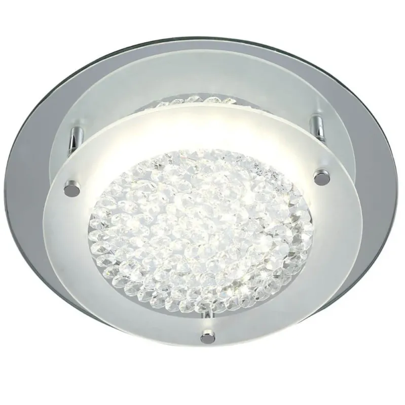 Crystal LED Mirror runde Deckenlampe mit stilvollem Design aus Metall und Glas.