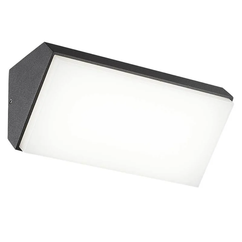 Solden horizontale Außen-LED-Wandleuchte in Dunkelgrau, rechteckig, aus Aluminium und PC, für überdachte Außenbereiche