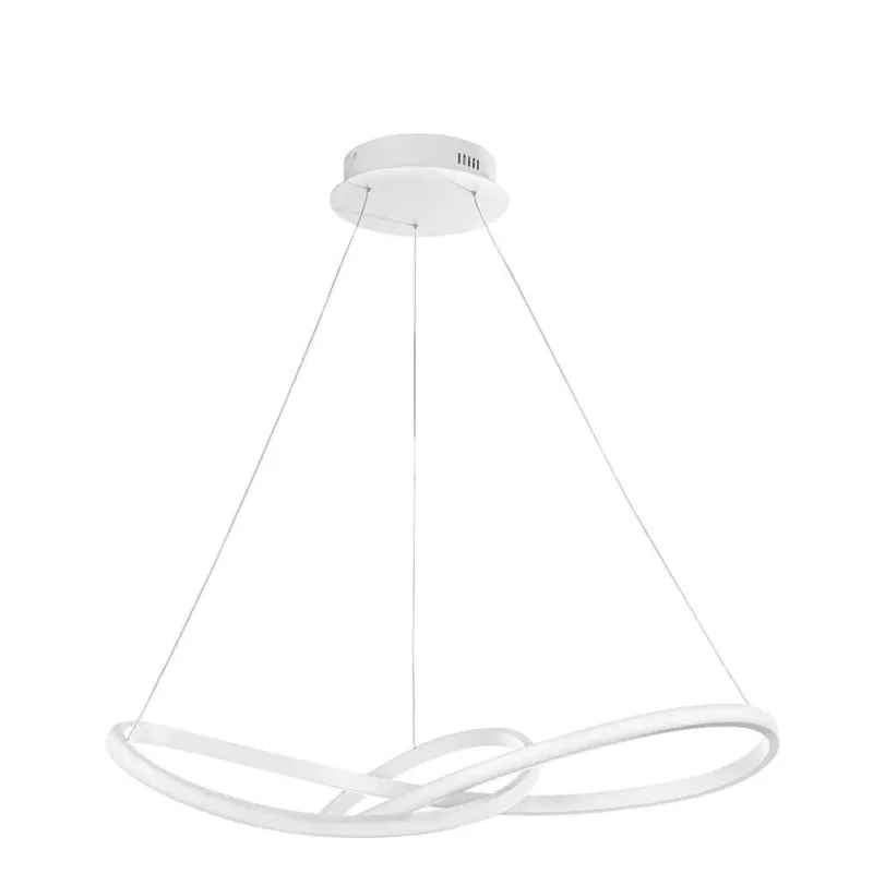 Fusion LED Hängeleuchte Metall Acryl in Weiß, moderne Pendelleuchte mit 53 W LED und warmweißem Licht