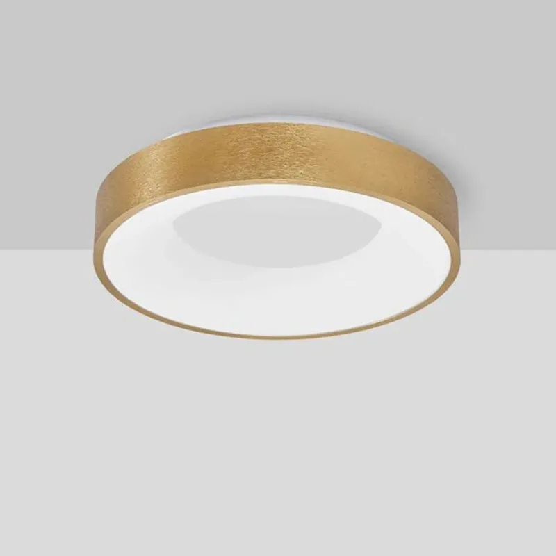 Rando Thin LED-Deckenlampe HighPower in Gold gebürstet, 38 cm, moderne runde LED-Deckenleuchte mit Acryl-Diffusor