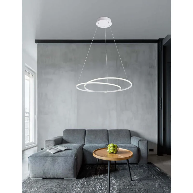 Viareggio LED Hängeleuchte Ø 56cm Metall, moderne Deckenleuchte in einem stilvollen Wohnzimmer-Design.