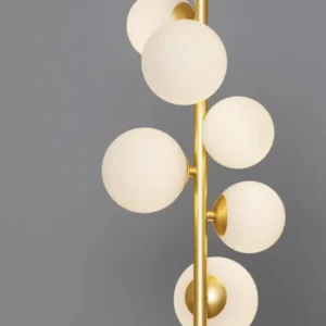 Odillia Pendelleuchte G9 6-flammig aus Goldmetall mit opalweißem Glas, elegante Nova Luce Hängeleuchte
