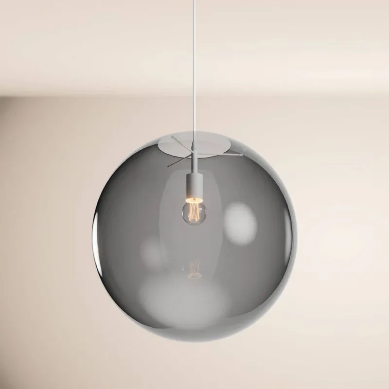 s.luce Orb Glaskugel Galerieleuchte Aufhängung 500cm Weiß in modernem Design mit transparentem Korpus.