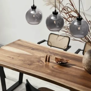 Palmer Pendelleuchte Balken 70cm 3-flammig Schwarz, Rauch - moderne Hängeleuchte mit rauchgrauen Glasschirmen