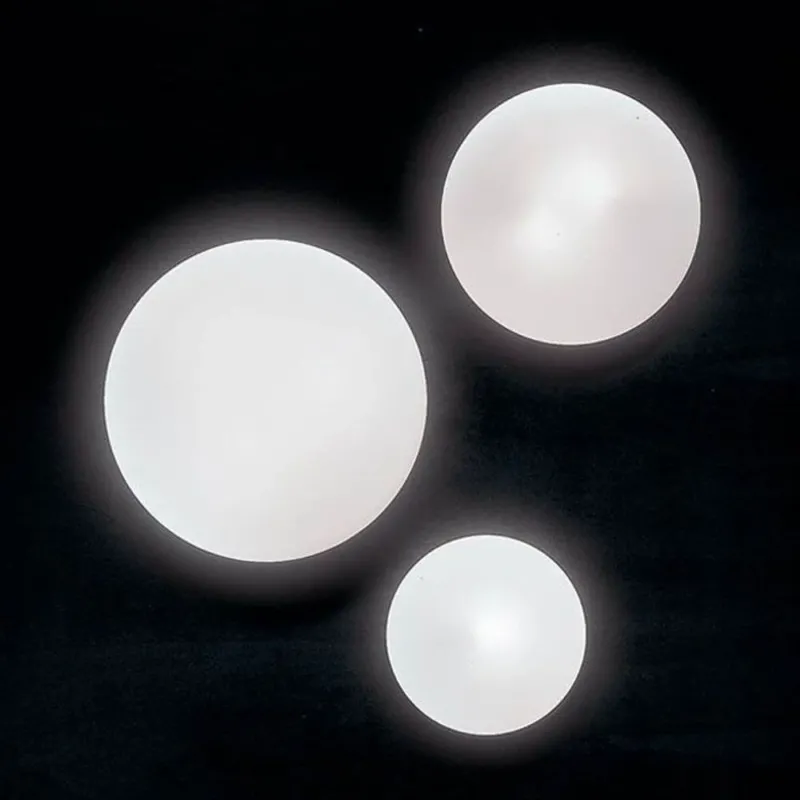 Panzeri Disco LED Glasleuchte für Wand oder Decke aus weiß satiniertem mundgeblasenem Glas, rund, in 30, 40 oder 50 cm