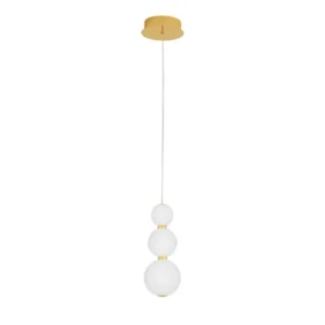 Perla LED Pendelleuchte 3-flammig Ø 10cm 3000K gold mit drei Opalglaskugeln