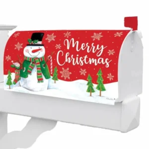 Red & Green Snowman Mailbox Cover - Design für Ihren US-Briefkasten mit Magneten für magnetische US-Briefkästen