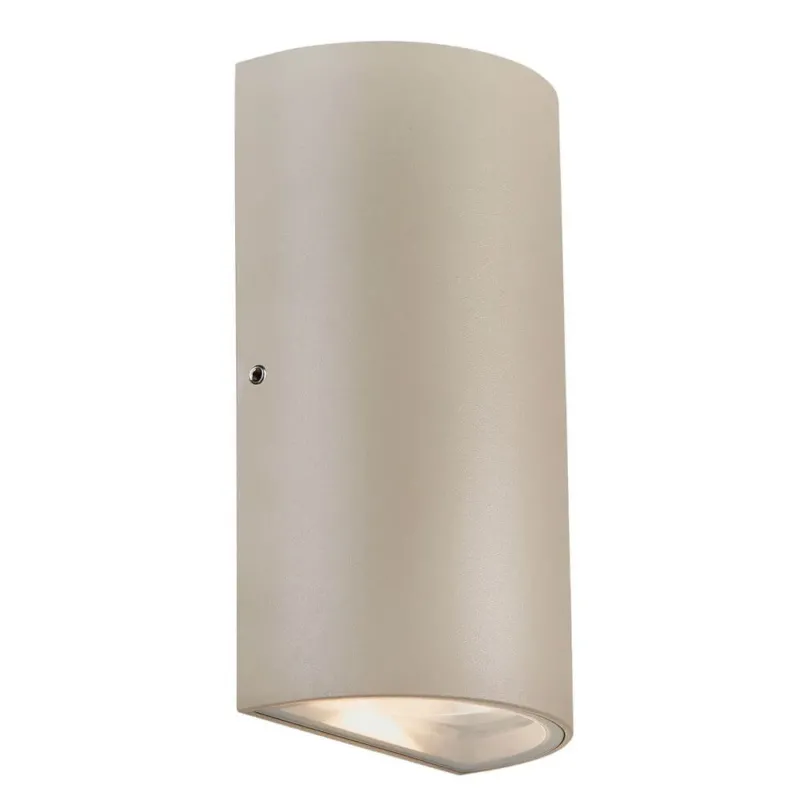 Rold Round LED Wandleuchte IP54 sand, minimalistische Wandleuchte mit Licht nach oben und unten für Eingangsbereich und Fassade