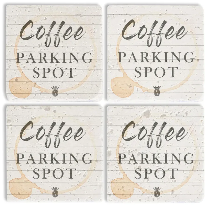 Steinuntersetzer-Set - Coffee Parking Spot