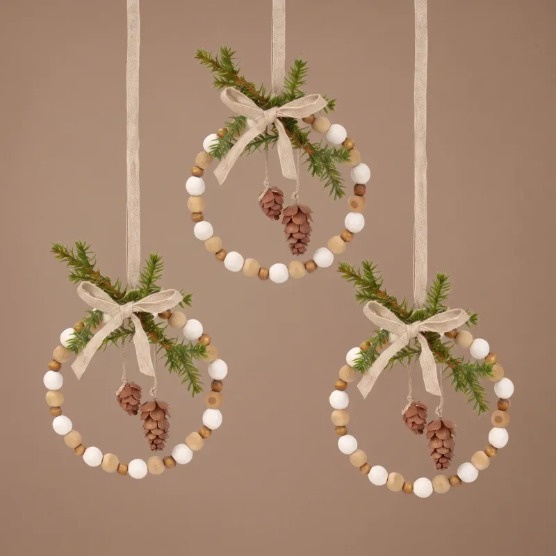 Suspension de Noël Cercle Natura 10 cm Beige