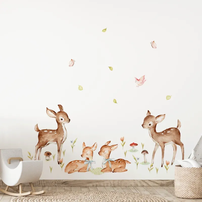kids bedroom wall sticker, nursery wall sticker, wall sticker, deer wall decal , watercolour deer wall sticker, girls wall stickers, forest animals wall sticker, wall stickers with deer, scandinavian wall sticker, nordic wall stickers, nordic wall decal, scandinavian wall decal, nursery room ideas, kids bedroom ideas