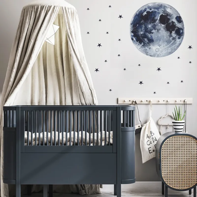 Wandtattoo Weltraum - Mond mit Sternen