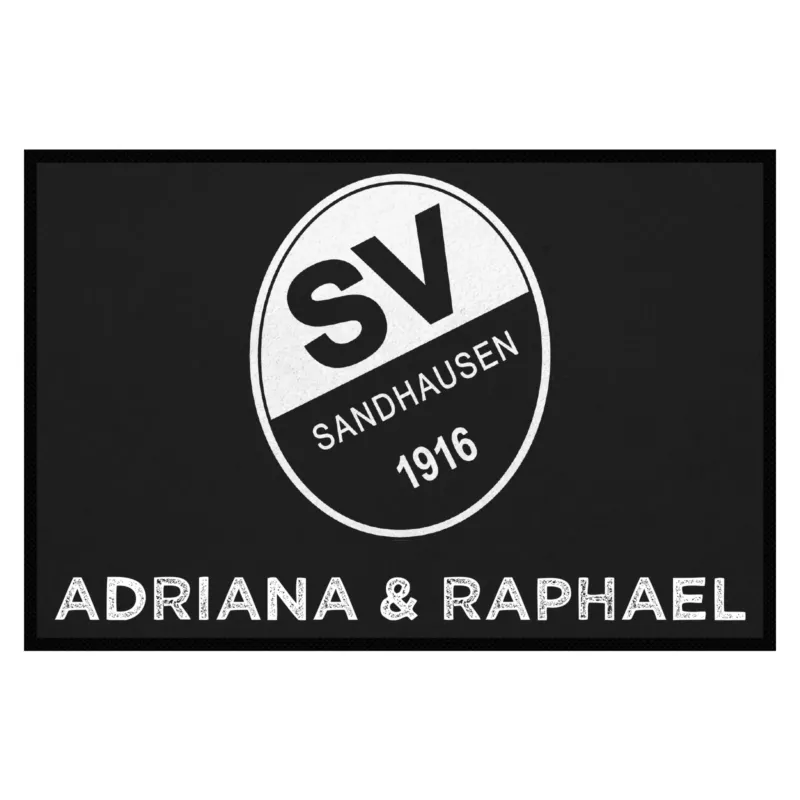 Fußmatte SVS-FANMATTE - Design "Logo mit Name" - personalisierbar | Schwarz/Weiß