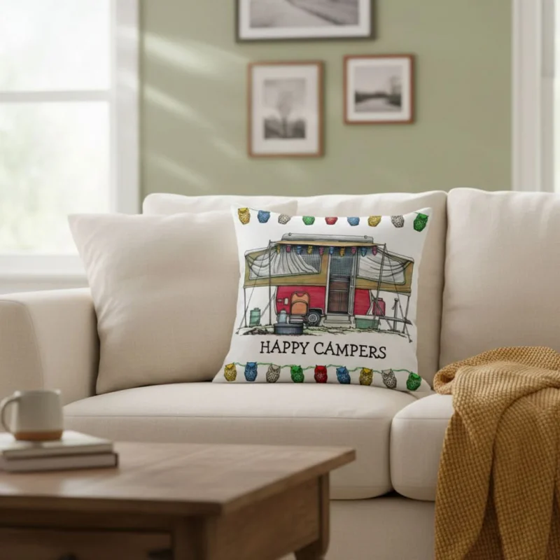 CAMPERLIVA – Owl Camping Cushion Cover for Cozy Outdoor Decor