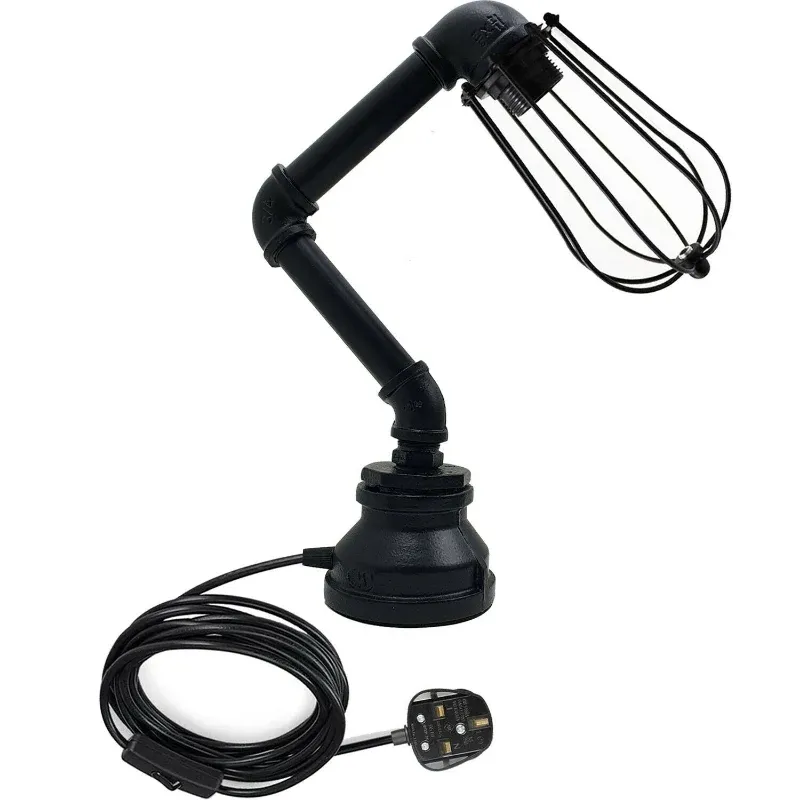 Tischlampe Vintage Schwarz Tischleuchte Metall