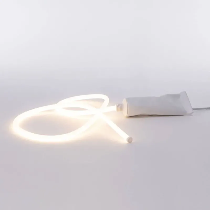 Seletti Daily Glow Toothpaste LED-Tischleuchte dimmbar, weiße Designer-Tischlampe mit flexiblem Lichtschlauch