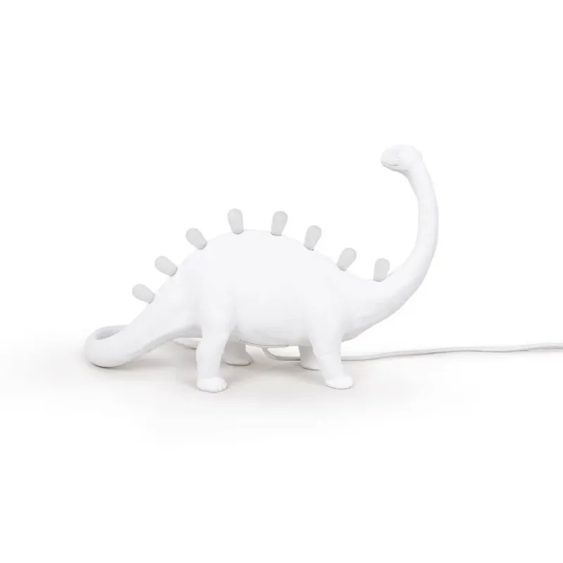 Seletti Jurassic Bronto LED-Tischlampe USB Weiß: weiße Brontosaurus-Tischlampe aus Kunstharz mit LED-Leuchten