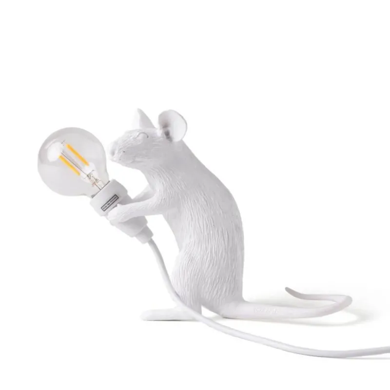 Seletti Mouse Mac LED Tischlampe sitzend USB weiß Tischleuchte Maus Designlampe mit LED-Glühbirne
