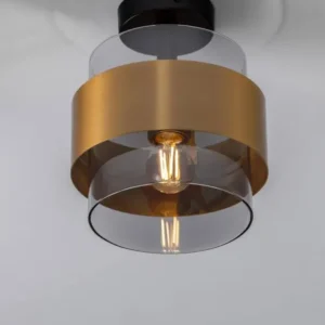 Sianna Deckenleuchte Ø 18cm Gold, Rauch, Schwarz: moderne Deckenlampe aus Glas und Metall