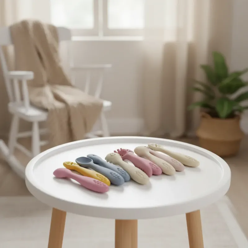 Silicone Baby Utensils Set - 3PCS Soft Fork and Spoon for Easy Toddler Feeding 1