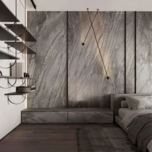 Sima LED Wandleuchte Ø 8cm 3000K, moderne schwarze Wandleuchte im eleganten Schlafzimmer