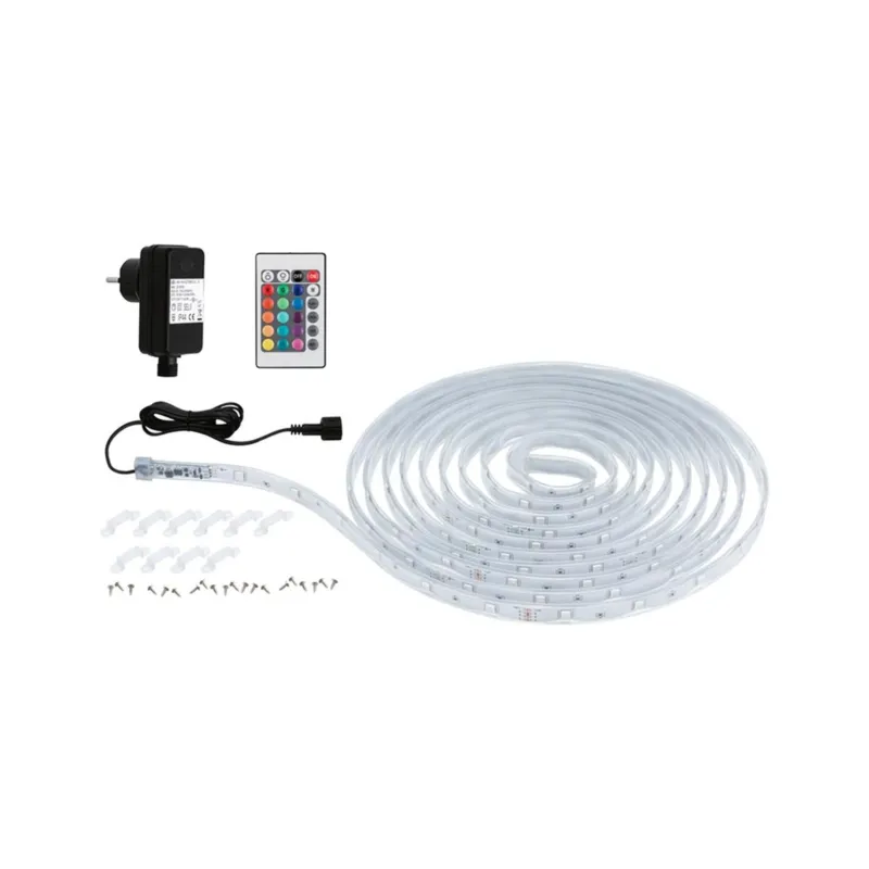 SimpLED Strip Outdoor Basis-Set 5m 120 LEDs RGB IP44 mit Trafo, Fernbedienung und Montagezubehör