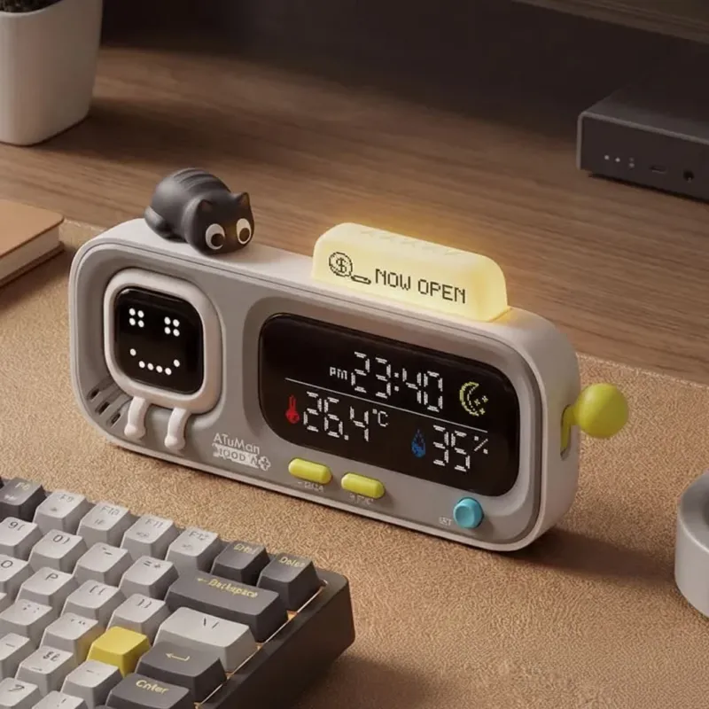 Smart Desktop Temperature and Humidity Clock with Rechargeable Battery 0
