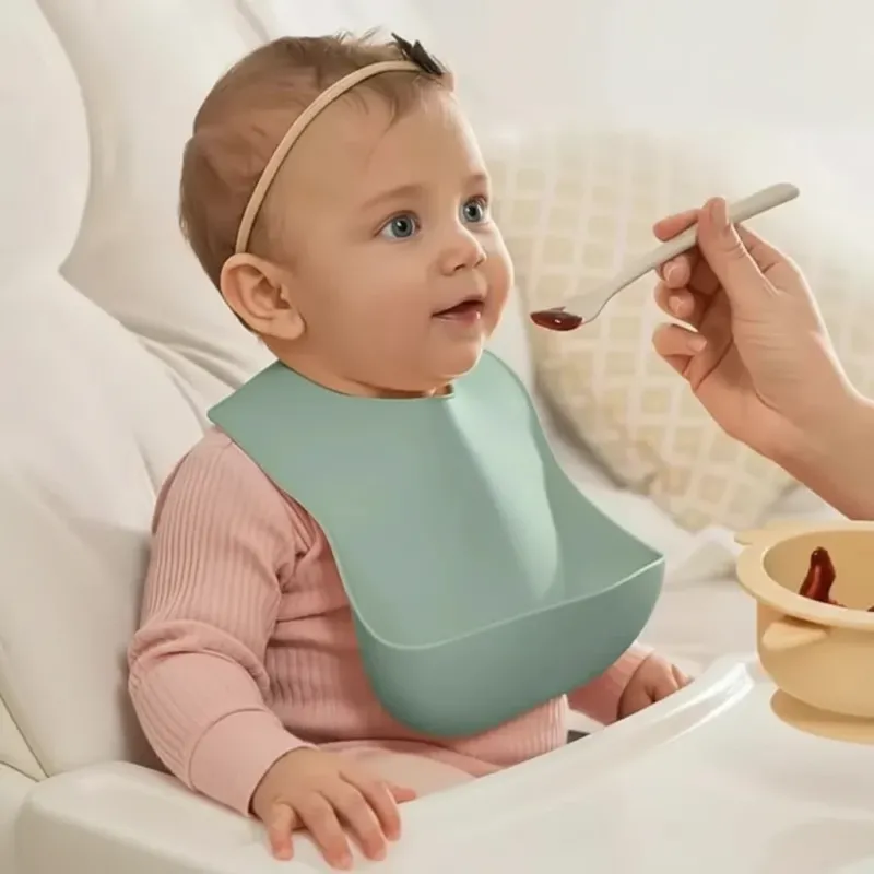 Soft Silicone Baby Bib - Adjustable 4-Speed Design for Mess-Free Feeding 1