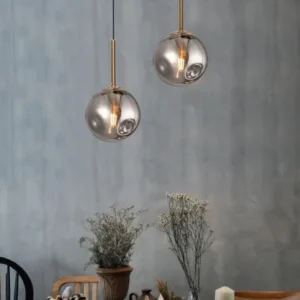 Spada Pendelleuchte Ø 15cm Gold, Schwarz, Rauch mit rauchigem Glas und modernem Design für Wohn- und Essbereich